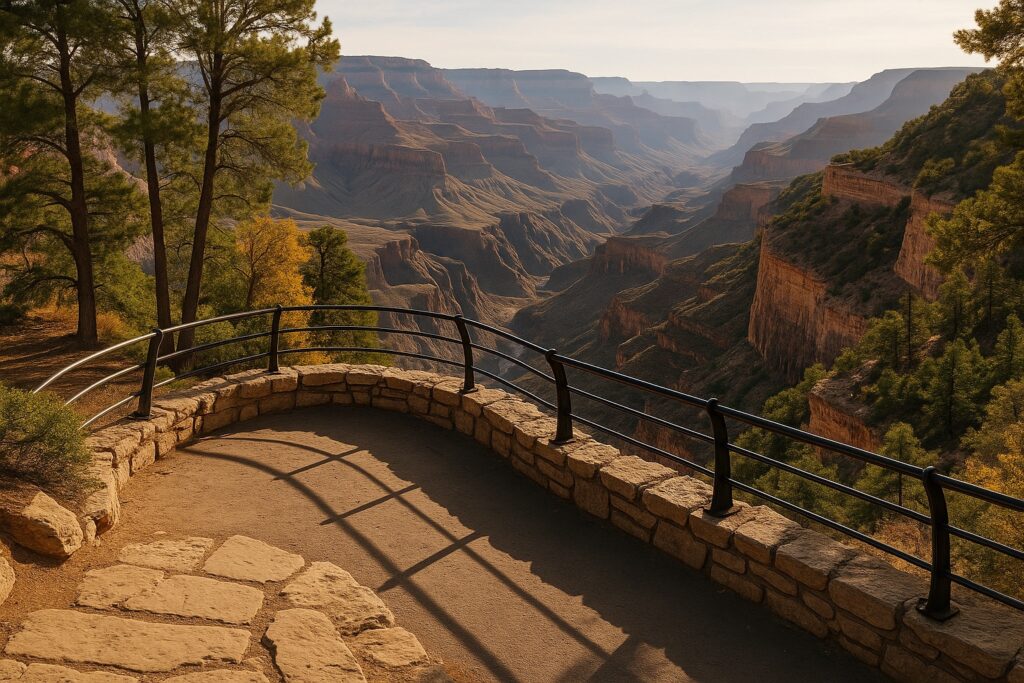 Blick vom South Rim des Grand Canyon in den Bright Angel Canyon mit Spuren der Sturzflut
